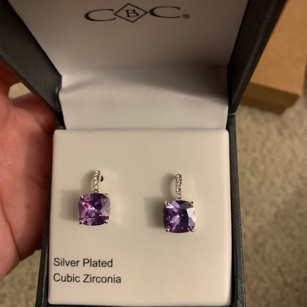 Purple drop earrings